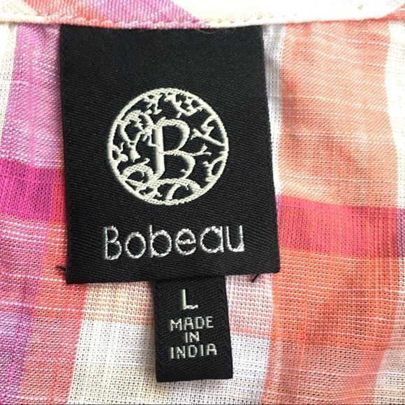 Bobeaux Plaid Peplum Bell Sleeve Shirt Tunic L - Picture 2 of 10